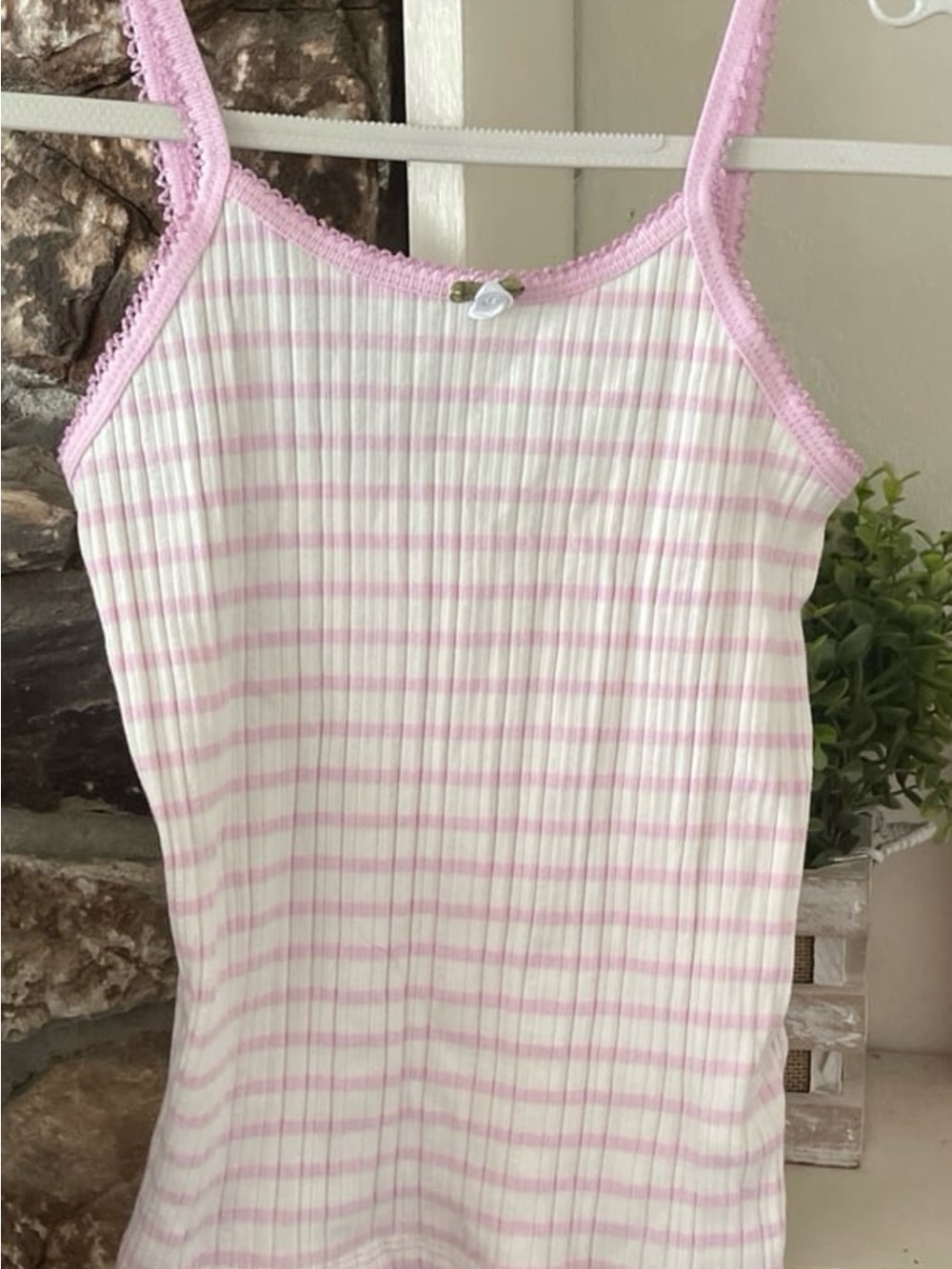 Zara girls pink and white striped ribbed camisole sz 13-14, NWT